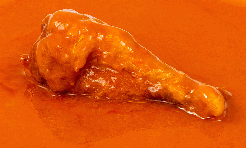 Too much sauce Finished Buffalo wing