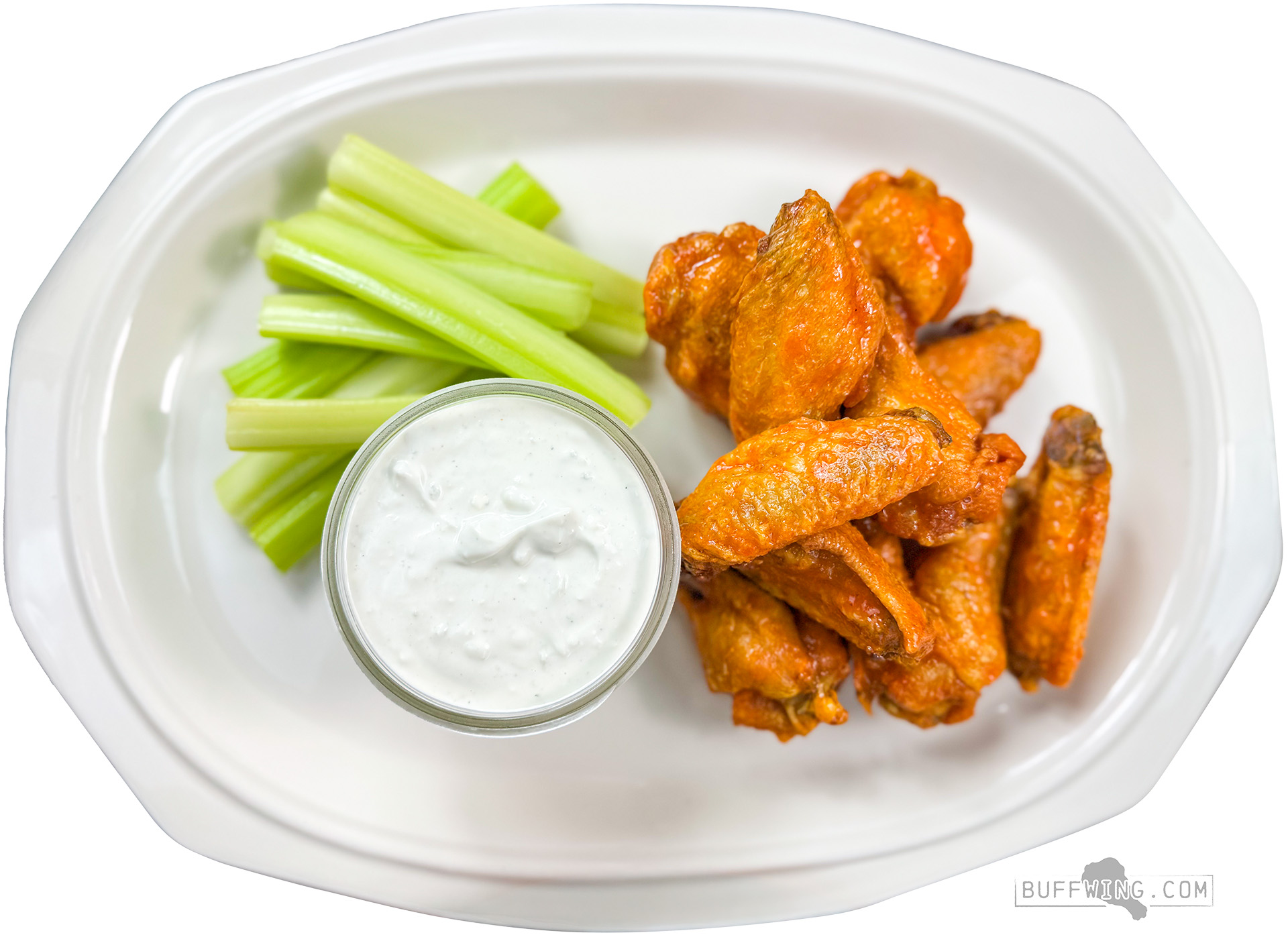 20251212-IMG_9368-Edit Plate of Buffalo wings, celery, and blue cheese dressing